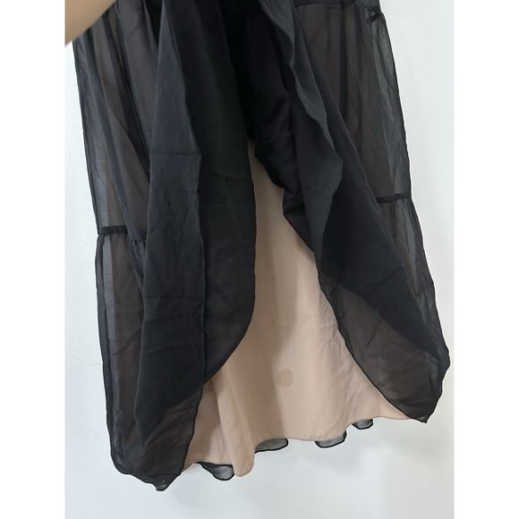 Y2K Babydoll Halter Dress Maxi Witchy Tiered Sequin BCBG Size 4 Black Whimsy - Picture 8 of 9